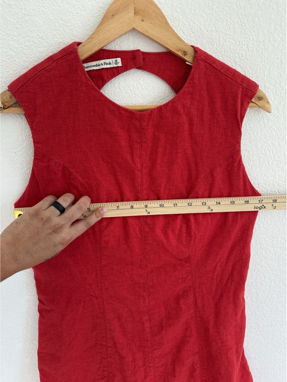 Abercrombie & Fitch Dress Red Linen Cotton Blend Open Back Sleeveless Women’s M - Picture 6 of 7